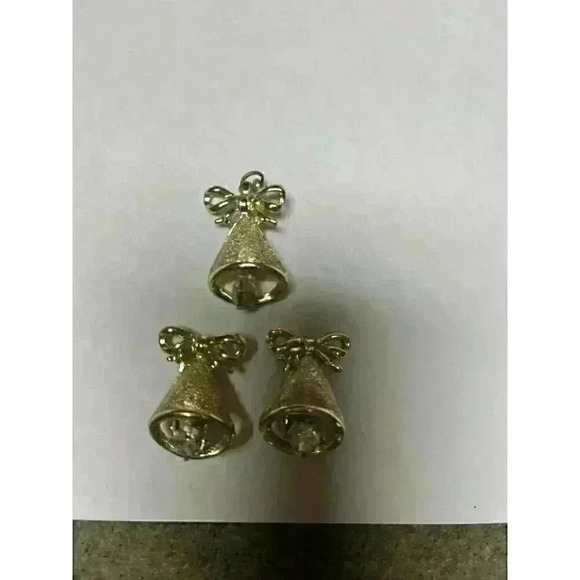 Vintage Holiday Bell earrings and pendant - Picture 1 of 3
